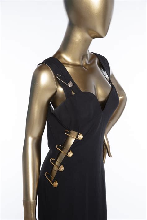 versace black safety pin dress|gianni Versace safety pin dress.